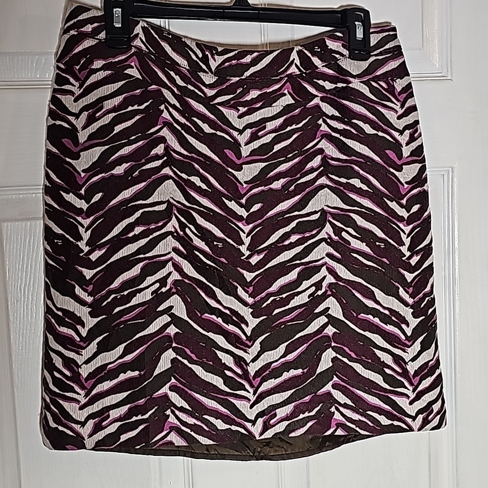 MERONA Womens size 8 Medium M pink zebra midi skirt